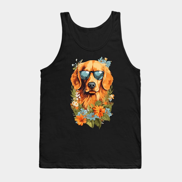 Cute Floral Watercolor Golden Retriever for Goldens Owner Tank Top by Origami Fashion